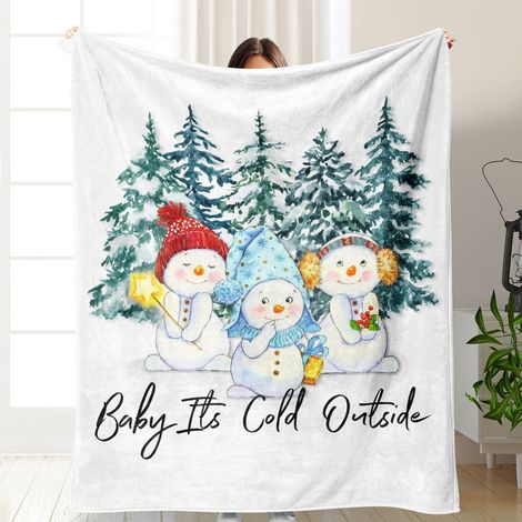 Couverture En Flanelle - Imprimé Cerf Et Père Noël - 100 x 75 cm - Pour Bureau Sieste Climatisation Intérieur - 1 Pièce (1/3)