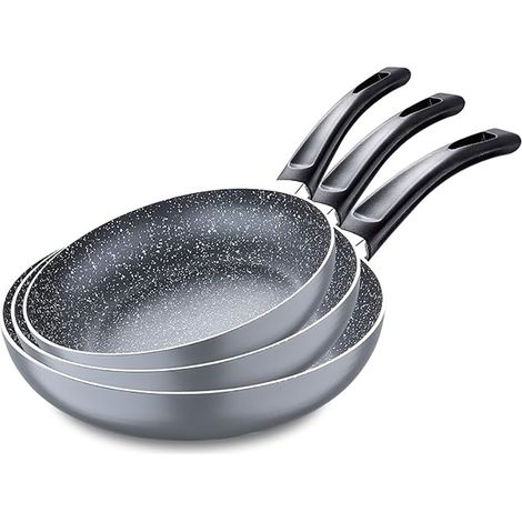 Set 3 poêles à frire (16+20+24cm) en aluminium pressé, résistant à l'induction, noir marine, san ignacio (1/2)