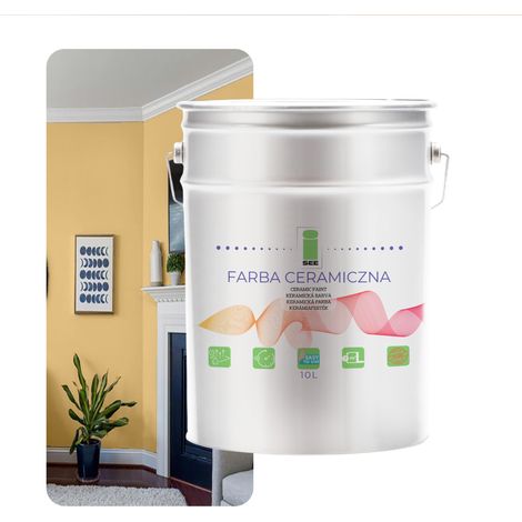 PITTURA MURALE CERAMICA, LAVABILE, SABBIA, GIALLO, 10L, ANTIMACCHIA (1/5)