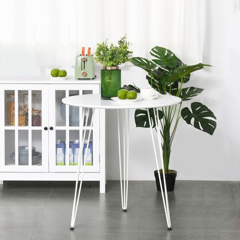 Blanc 70x75 cm - Table ronde à manger doté de pieds en fourchette métallique, style nordique moderne pour cuisine, salon, cafétéria, bar Ø