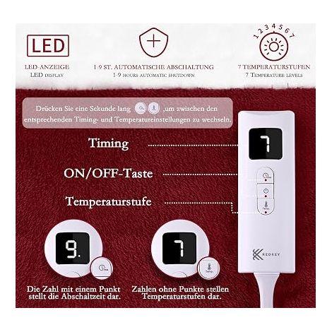 Heated Mattress Topper, Heated Blanket, 7 Temperature, 160 x 130 cm Mattress Warmer (1/4)