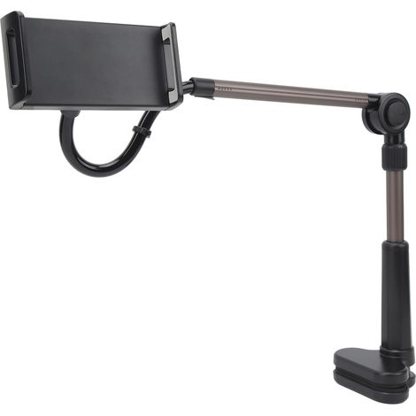 Support de tablette à pince, fixation de bureau, stable et flexible, rotation à 360°, support universel pour téléphone