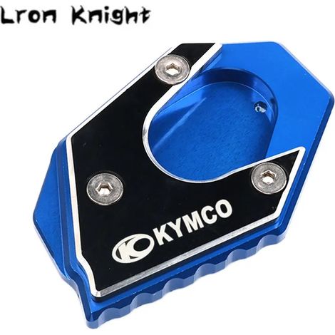 (Bleu) Compatible avec les motos KYMCO Downtown 200i, 300i et 350i. Béquille latérale CNC, extension et support. (1/4)