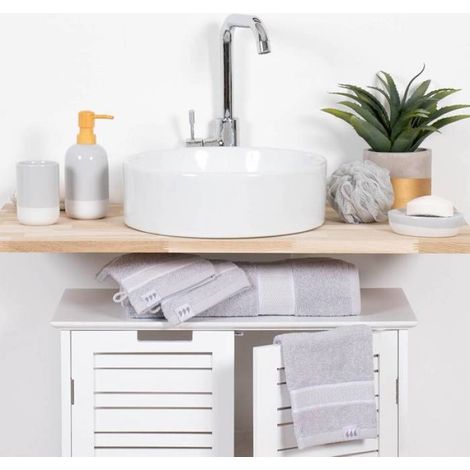Serviette De Bain 90x150 Cm 100% Coton - Gris Clair - (1/4)