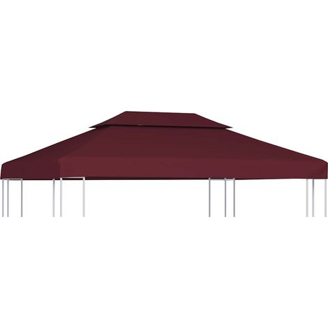 Toile supérieure double de belvédère Rapide à Installer Tonnelle Tente Pavillon - 310 g/m² 4x3 m Bordeaux BV667736 - BonneVie (1/4)