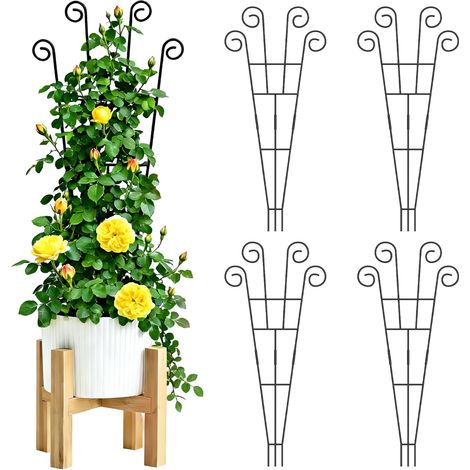 Trellis 30 Inch Trellis for Climbing Plants, Potted Plants, Indoor and Outdoor Garden Metal Trellis for Vegetables, Roses and Vines (1/5)