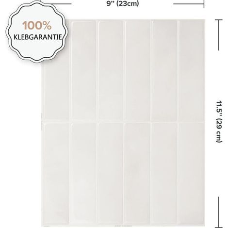 Lot de 10 crédences adhésives pour cuisine, salle de bain, carrelage mural, blanc (1/4)