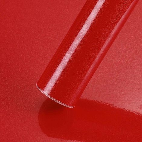 Auto-adhésive Cuisine Rouge 40x500cm (2㎡) en PVC armoires de Cuisine Feuille de Cuisine Feuille adhésive Papier Peint Cuisine Autocollants imperméables pour Armoire avec Paillettes (1/4)