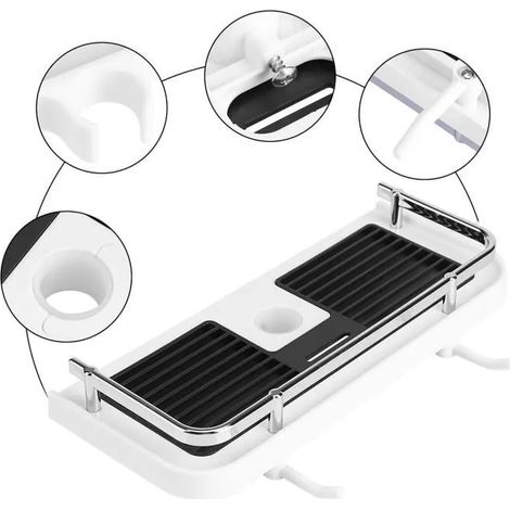 Tablette de support de douche avec crochet pour tige de douche de 24 mm, facile à installer (1/4)