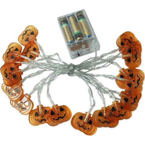 Guirlande lumineuse Halloween – citrouilles orange, étanche IP44, alimentation par pile, pour jardin et clôture (1/5)