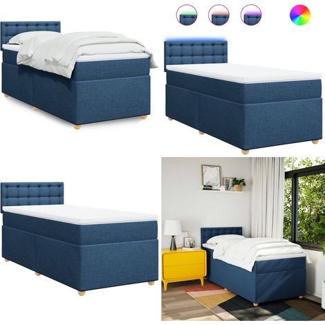 Boxspringbett mit Matratze Blau 80x200 cm Stoff - Boxspringbett - Doppelbett - Schlafsystem - Liegefläche 80x200 Cm - Bettenrahmen Blau - Home & Living (1/5)
