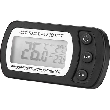 Großes digitales LCD-Thermometer für Kühlschrank und Gefrierschrank mit verstellbarem Ständer, schwarz (1/5)