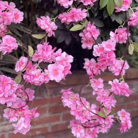 Guirlande de fleurs de cerisier artificielles, 2 plantes suspendues en soie, fausses fleurs de cerisier pour la décoration intérieure et extérieure de la maison, du jardin, des murs, des clôtures, des (1/5)