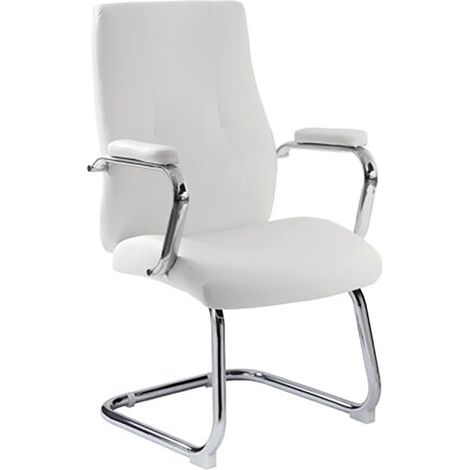 Poltrona da Ufficio Attesa New York con Braccioli 58x61x101 cm in Pelle Sintetica Bianco