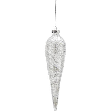 Fuso decorazione per albero di natale Ghiaccio pendaglio in vetro -16 cm (1/2)