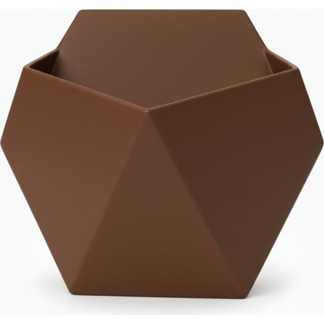 Maceta colgante de pared marrón, soporte geométrico para flores de interior.