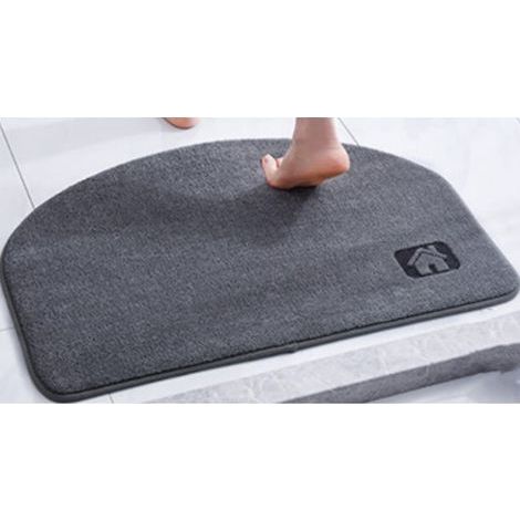Tapis De Sol Demi-rond En Mousse À Mémoire De Forme, Tapis De Bain Absorbant, Tapis Antidérapant, Gris, 5080CM (1/5)
