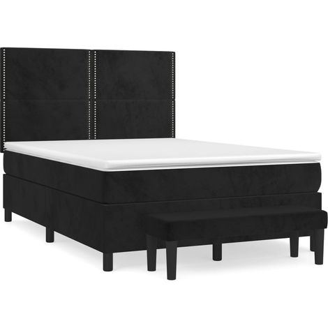 Maison Exclusive - Giroletto a Molle con Materasso Nero 140x190 cm in Velluto (1/5)