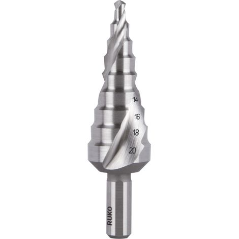 Stufenbohrer Bohrber.4-20mm HSS Spiralnut Z2 Stufen 9 RUKO (1/5)