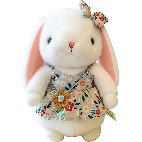 Plüschhasenkissen, Kleid mit Fliege, Kawaii-Dekoration, Blumenkleid, Geburtstagsgeschenk, Wohndeko (1/5)