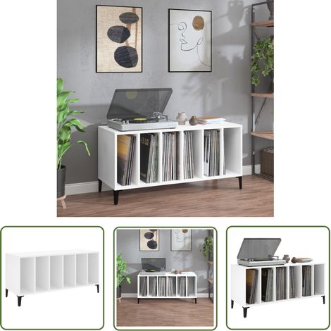 Armoire à disques  Meuble de Rangement Bibliothèque blanc 100x38x48 cm bois d'ingénierie 27737 (1/5)