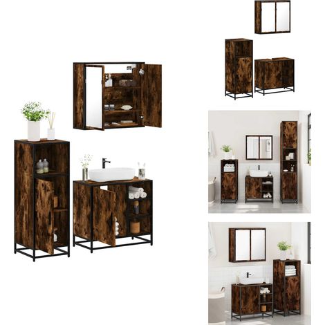 3-tlg. Badmöbel-Set Räuchereiche Holzwerkstoff - Badmöbel Set - Badmöbel Sets - Badmöbelset - Badmöbel (1/5)