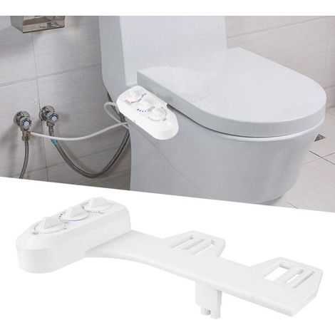Smart toilet bidet, three-button adjustable bidet, hot and cold water, with dual self-cleaning nozzles for front and rear cleansing (white) (1/4)