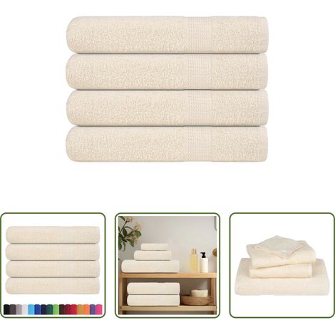 vidaXL Baumwolltuch - Saunatücher FROGN 4 Stk. Creme 80x200 cm 360 g/m² (1/5)