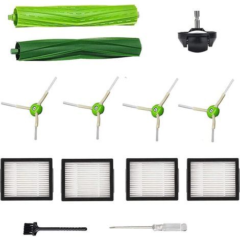 Pezzi e Accessori per Roomba Serie I E J : j7, i7, i6, i3, i4, i2, i5, i8, i1+ / Plus, e5, e6- 1 Spazzola a Rullo, 1 Ruota Pivottante, 4 Filtri, 4 Spazzole Laterali. (1/4)