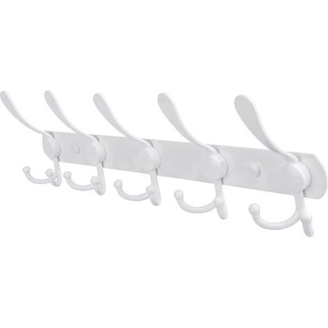 Porte Manteau Mural,Patère à Crochets Murale,Portemanteau Porte-Serviettes en Acier Inoxydable pour Chambre Vestibule Salle de Bain Bureau Vêtements Chapeau (Blanc) (1/5)