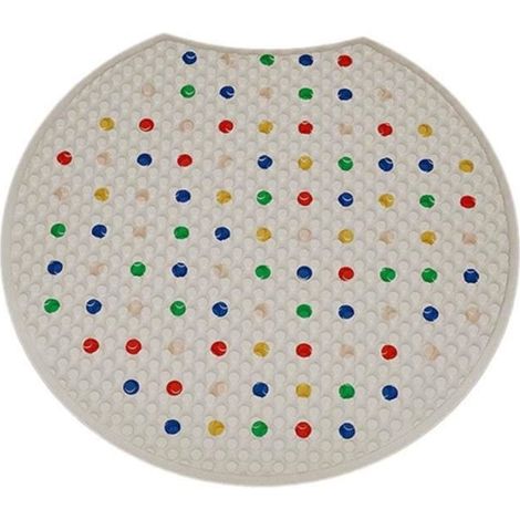 (Color Dots)Tapis de salle de bain - PVC - Antidérapant - Rond - Diamètre 55 cm - avec point de massage et ventouses inférieures - Color Dots (1/4)