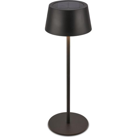 Lampe de table sans fil LED IP44 avec touch, CCT, dimmable, solaire, lampe de chevet sans fil, lampe de bureau, salon, 11,5x32 cm, noir (1/5)