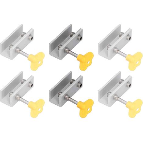 6pcs Verrou Réglable Fenêtre Coulissante Double Serrures En Alliage D'aluminium Double Trous Serrures De Fenêtre Porte Cadre Antivol (1/5)