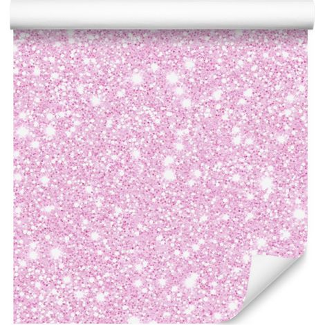 Papier peint à paillettes rose poudré, blanc et lavande pour salon et chambre 50x1000 cm (1/5)