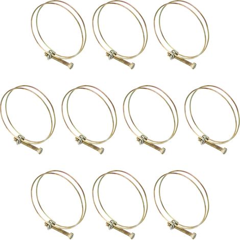 10pcs Collier Réglable À Double Fil 82-87mm Collier De Serrage En Acier Au Carbone Pour Tuyau Flexible PVC Piscine Aspiration Poussière (1/5)