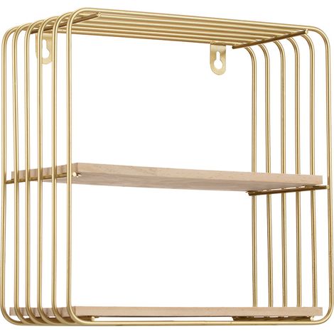 Étagère Murale Flottante - Métal Et Bois - Pour Salon Chambre Salle De Bain Cuisine - 1 Pièce (1/5)