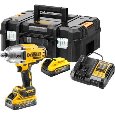 DeWALT - Akku-Schlagschrauber 18 V, 2x Akku 5,0 Ah POWERSTACK, Ladegerät DCF900H2T