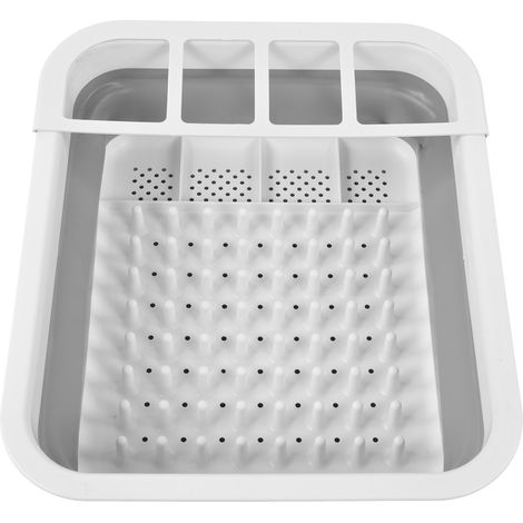 Égouttoir à vaisselle pliable, plateau de rangement pour vaisselle, organisateur portable pour bols, cuillères et baguettes. (1/5)