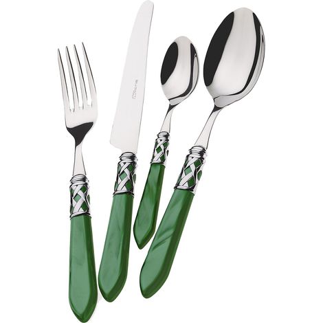 Set posate 24 pezzi in scatola Gallery Aladdin ghiera cromata Verde Madreperla Bugatti