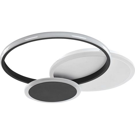 Plafoniera moderna con LED di forma rotonda in metallo nero e bianco Zami (1/5)