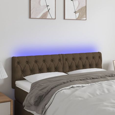 Cabecero con LED de tela marrón oscuro 160x7x78/88 cm vidaXL (1/5)