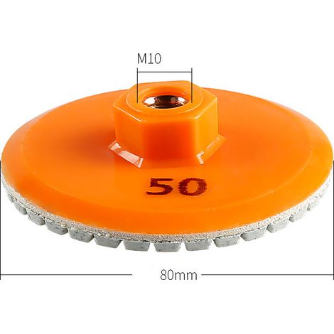 Set mit 4 Diamantpolierscheiben 3 Zoll, Schleifscheibe mit integrierter M10-Basis, für Marmor, Beton, Stein, Granit, Winkelschleifer, Trocken- oder Nassschleifen, Körnung 50. (1/4)