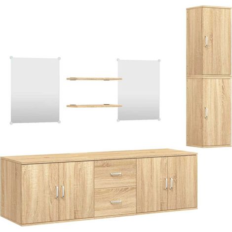 Maison Exclusive - Set Mobili da Bagno 7 pz Rovere in Legno Multistrato (1/5)