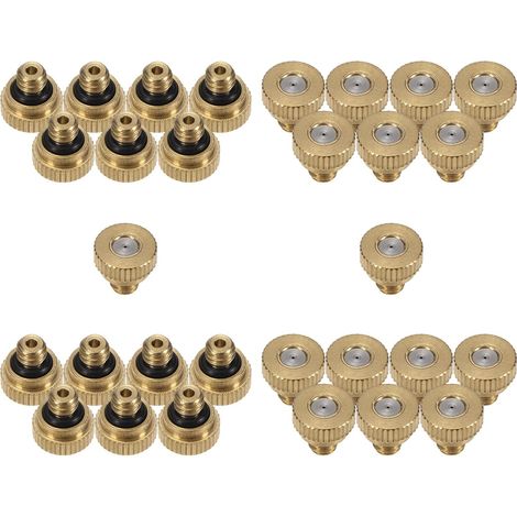 30 Pcs Buse de Brumisation en Laiton, 0.5mm Orifice 10/24 UNC Buses Rechange à Joint Torique pour Système Froid, Atomisation Basse Pression - (1/5)