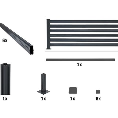 Bohlenzaun-Set Aluminium Erweiterung L: 200 cm H: 90 cm