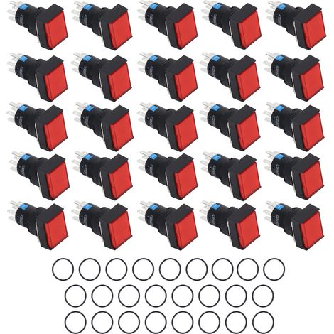 25 Boutons Poussoirs Lumineux Auto-Verrouillage Longue Durée, Interrupteur Industriel 24V pour Contacteur (1/5)