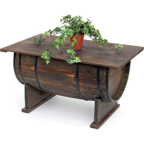 DanDiBo Couchtisch Wohnzimmer Vintage halbiertes Weinfass 5084-H 80 cm Tisch aus Holz Beistelltisch Weinregal Fass Bar