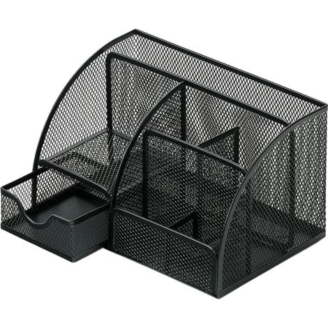 Organisateur De Bureau - Tiroir Coulissant - Porte-Stylo Intégré - Compact Noir - 1 Pièce (1/5)