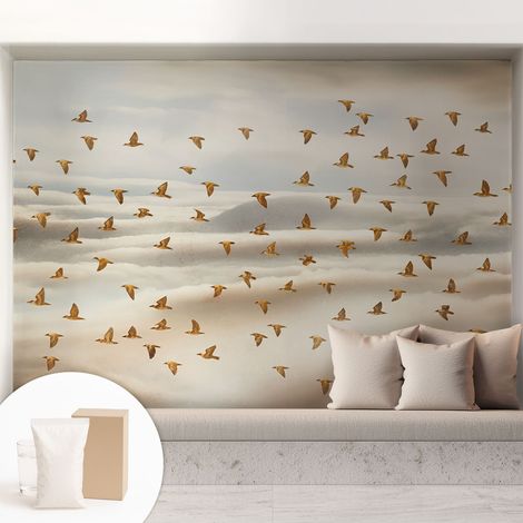 Tapete Vliestapete mit Kleber- abwaschbar - Raumgestaltung Schlafzimmer Wohnzimmer Tapete Vögel im Flug 208x146 cm (1/5)