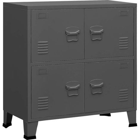 Classeur Design moderne, Armoire Etagère de rangement, Anthracite 75x40x80 cm Acier OIB2227E (1/5)